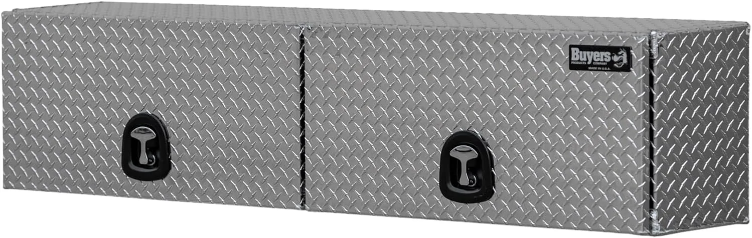 Buyers Products 1701364 Topsider Truck Tool Box, 18x16x88 Inch, Diamond Tread Aluminum, Dual Flip-Up Doors, Locking Compression Latch, Weather Resistant, No-Drill Mount, Made in USA