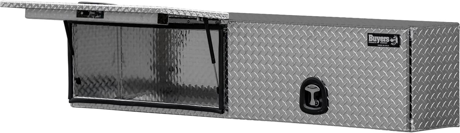 Buyers Products 1701364 Topsider Truck Tool Box, 18x16x88 Inch, Diamond Tread Aluminum, Dual Flip-Up Doors, Locking Compression Latch, Weather Resistant, No-Drill Mount, Made in USA