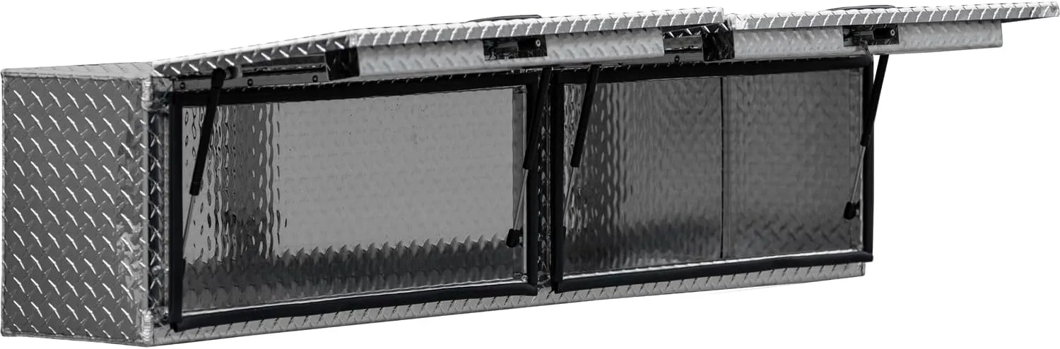 Buyers Products 1701364 Topsider Truck Tool Box, 18x16x88 Inch, Diamond Tread Aluminum, Dual Flip-Up Doors, Locking Compression Latch, Weather Resistant, No-Drill Mount, Made in USA