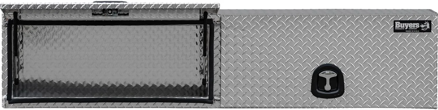 Buyers Products 1701364 Topsider Truck Tool Box, 18x16x88 Inch, Diamond Tread Aluminum, Dual Flip-Up Doors, Locking Compression Latch, Weather Resistant, No-Drill Mount, Made in USA