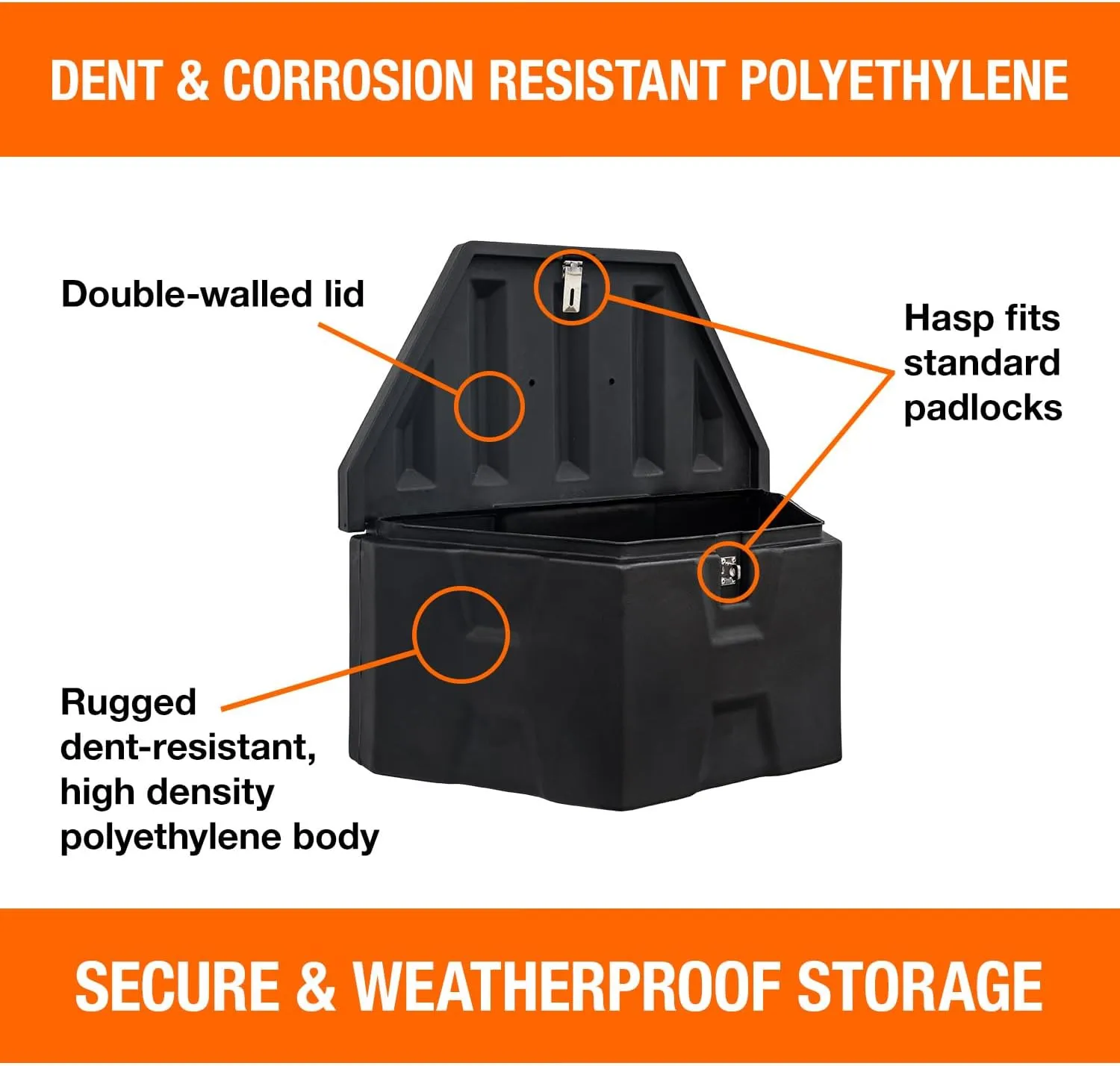 Buyers Products 1701680 Black Poly Trailer Tongue Box, 18 x 19 x 36 in