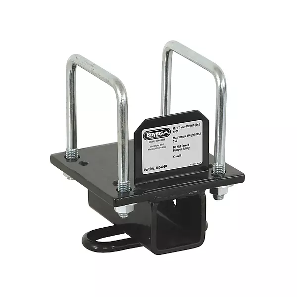 Buyers Products 1804060 RV Universal Receiver Hitch, 2 Inch Receiver, Carbon Steel, Black Powder Coat, Easy Install RV Bumper Hitch for Travel Trailer, Light Trailer Towing, Install Hardware Included