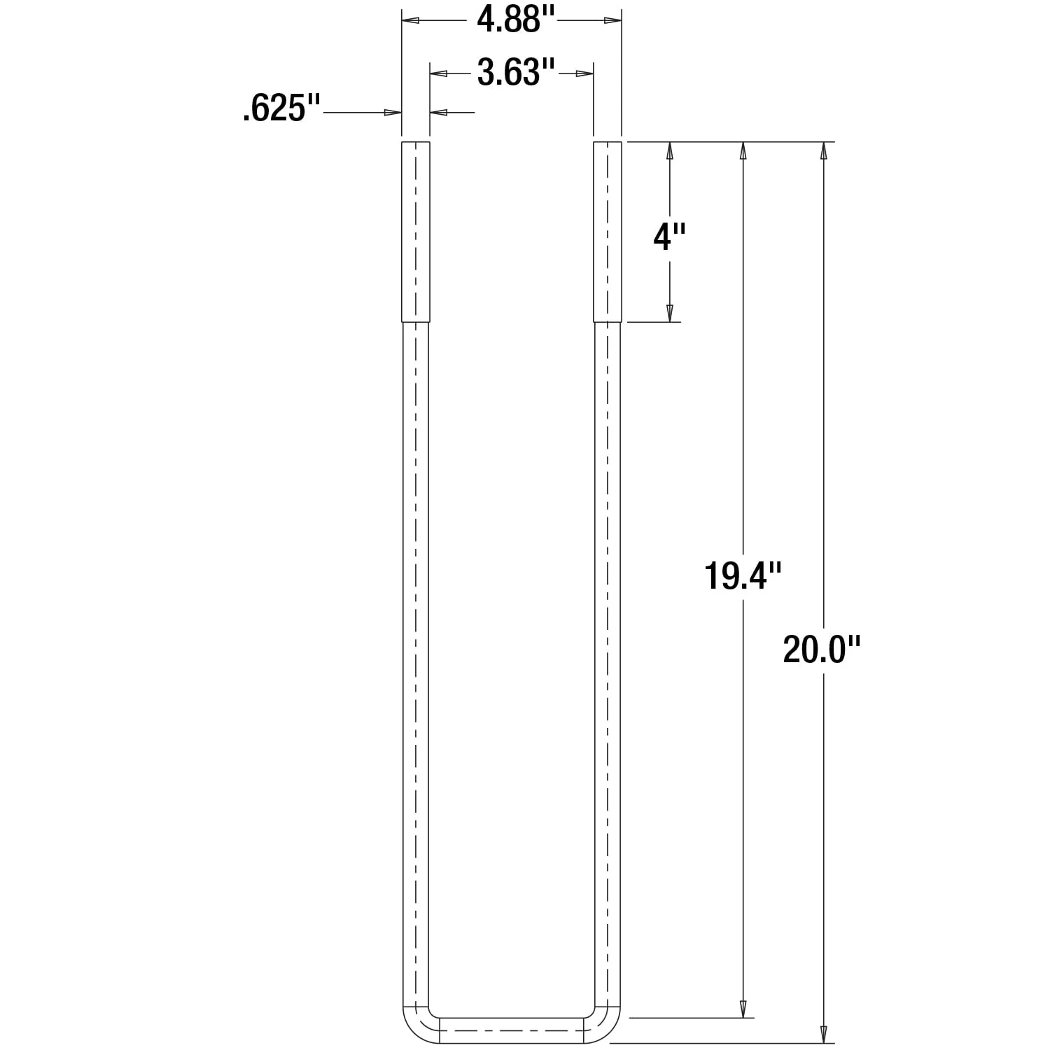 Buyers Products Square Bend U-Bolt Kit with Tie Bars