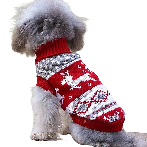 High-Quality Pet Clothing Winter Christmas Series Elk Diamond Pattern Cute Warm Dog
