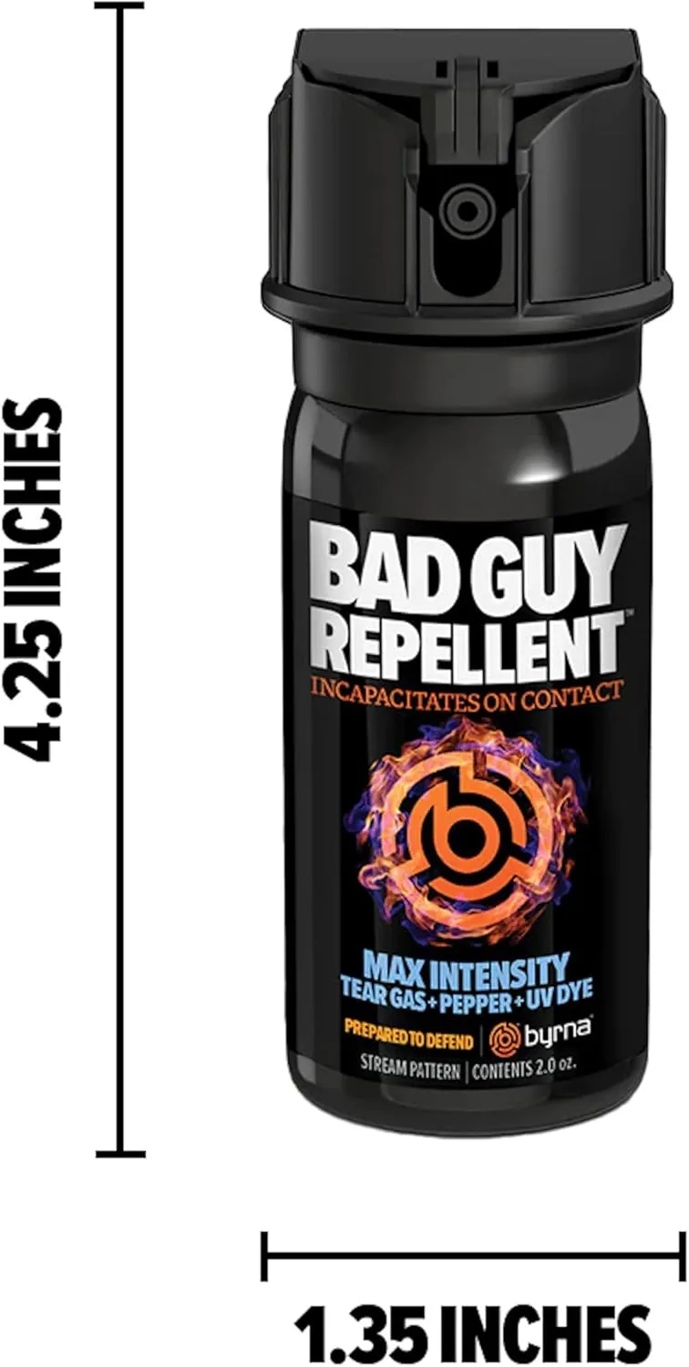 BYRNA BGR MAX Pepper Spray + Tear Gas | Attacker Tracker UV Dye | Military Strength Self-Defense Stream Spray