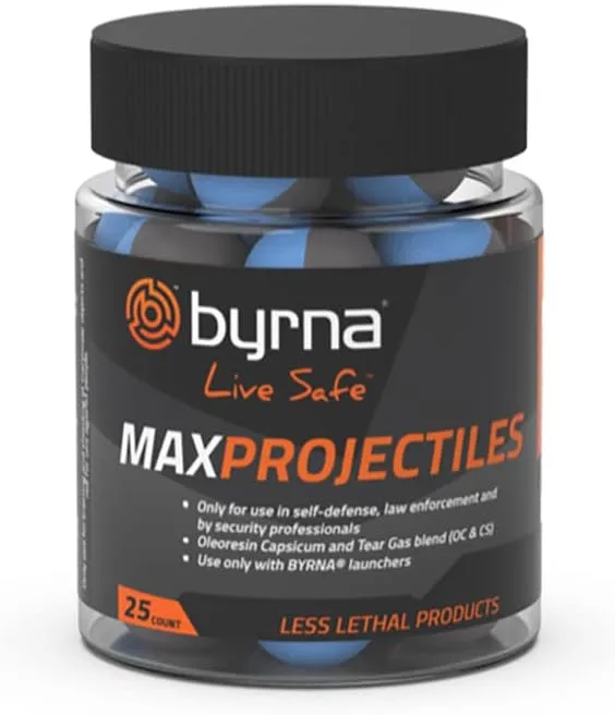 Byrna MAX Projectiles - | Maximum Stopping Power | OC and CS Non Lethal Pepper Spray & Tear Gas Blend Balls