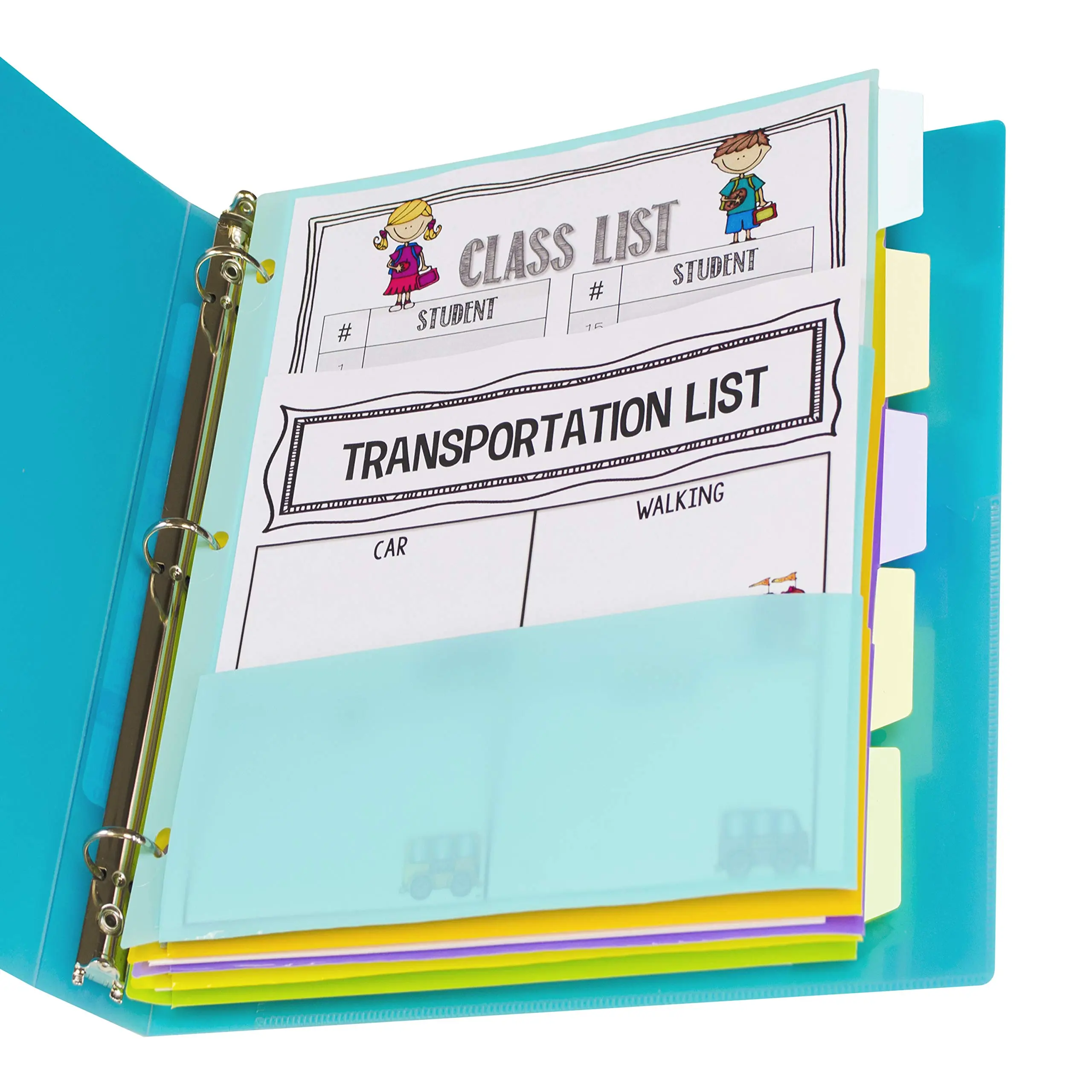 C-Line Index Dividers with Multi-Pockets, 5-Tab, 11.5 X 10, Assorted, 1 Set 8.5" x 11" (A4)