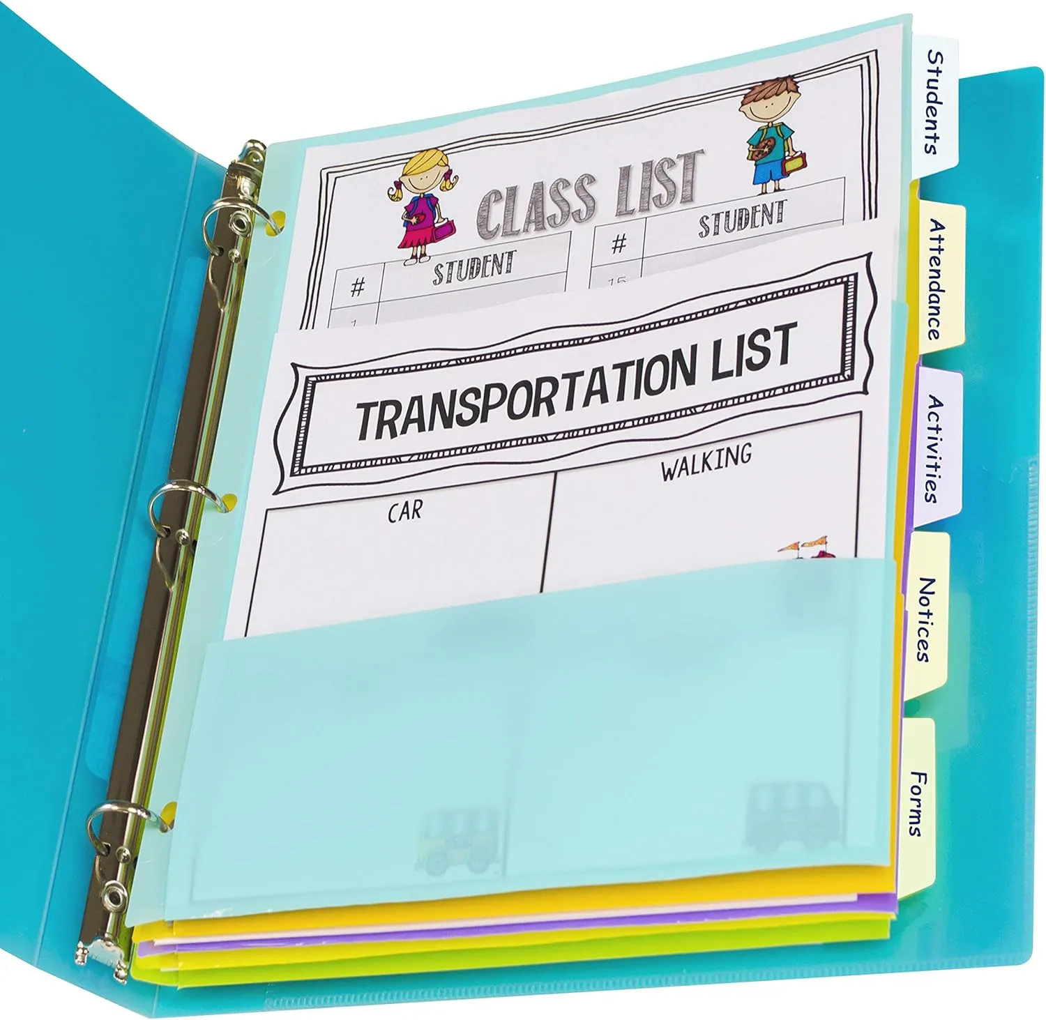 C-Line Index Dividers with Multi-Pockets, 5-Tab, 11.5 X 10, Assorted, 1 Set 8.5" x 11" (A4)