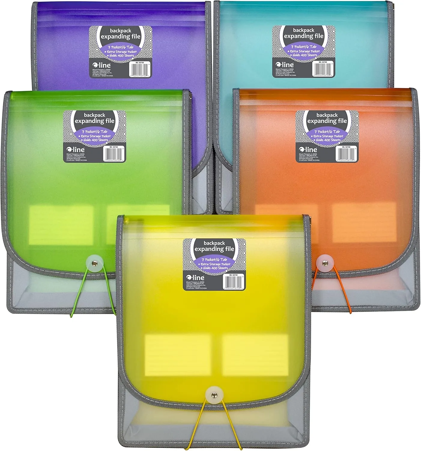 C-Line 7-Pocket Vertical Backpack File, Assorted, Letter Size (CLI-58700)