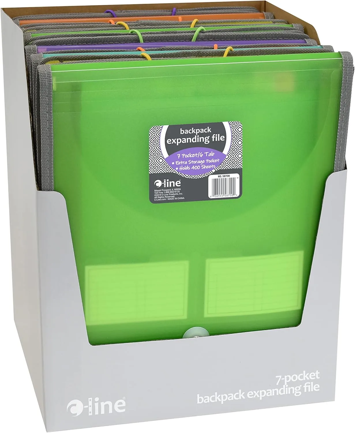 C-Line 7-Pocket Vertical Backpack File, Assorted, Letter Size (CLI-58700)