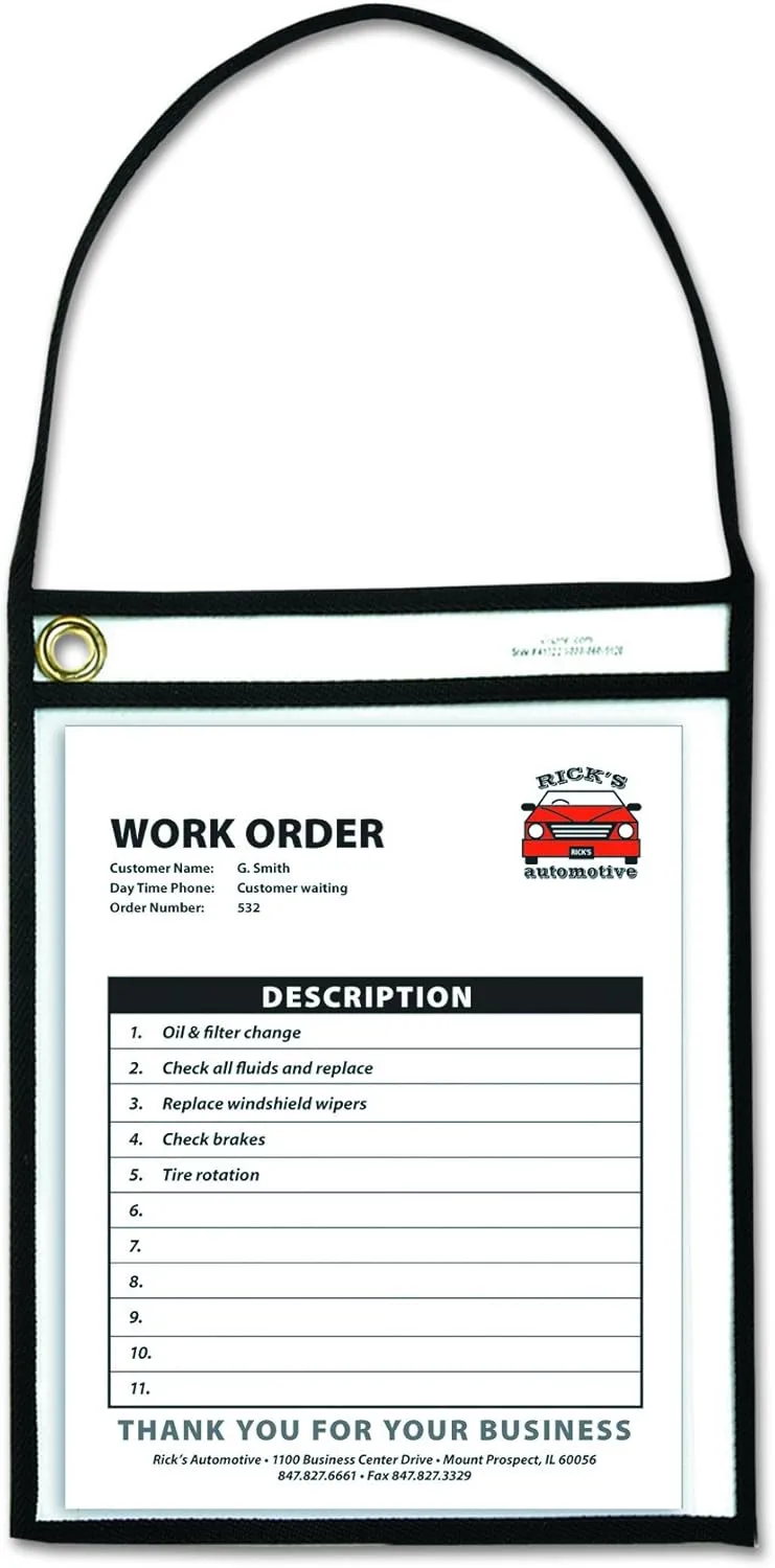 C-Line Stitched Shop Ticket Holders, 9 x 12, Clear - 15/Box