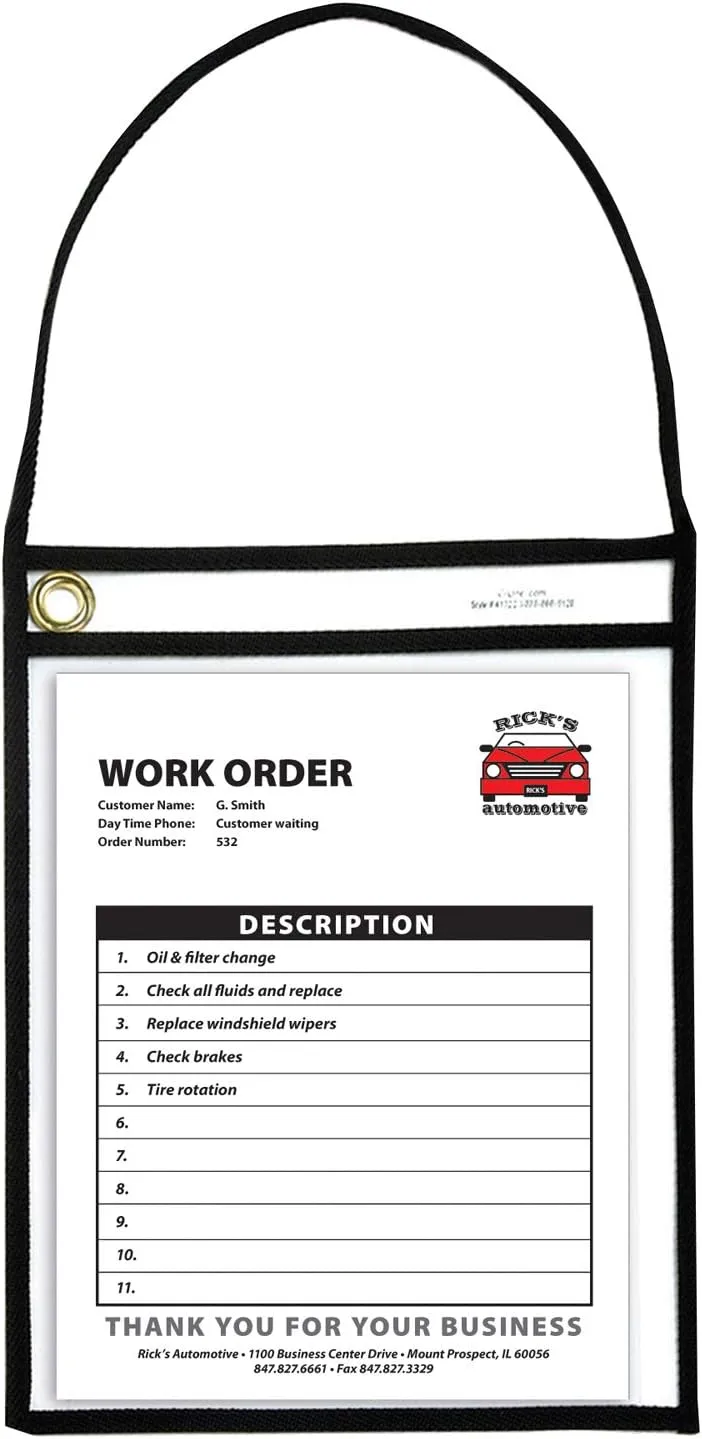 C-Line Stitched Shop Ticket Holders, 9 x 12, Clear - 15/Box