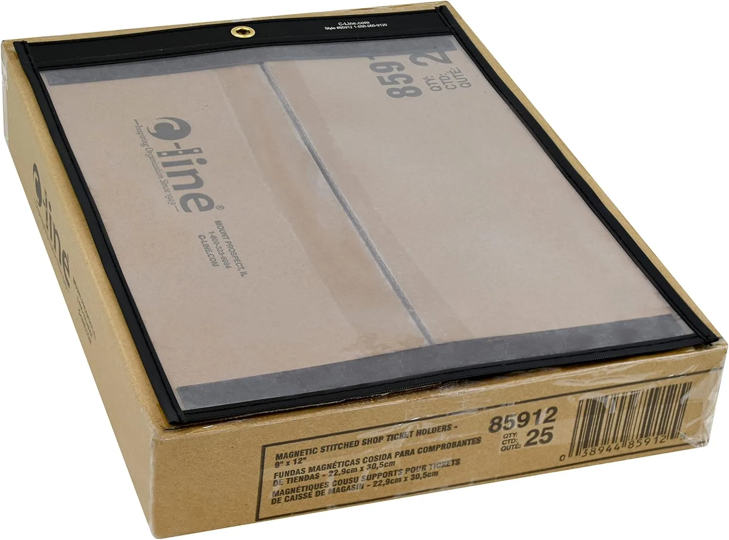 C-Line Magnetic Stitched Shop Ticket Holders, 9 x 12, 25/CT (85912)