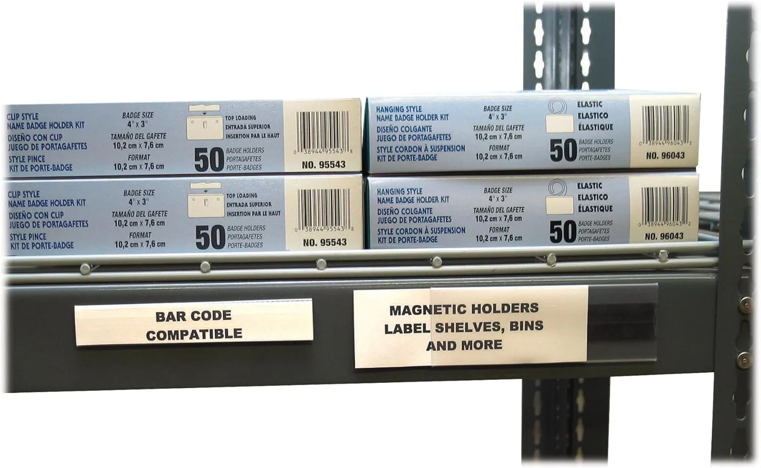 C-Line HOL-DEX Magnetic Shelf/Bin Label Holders, 1 x 6 Inches, 10 per Box (87227)
