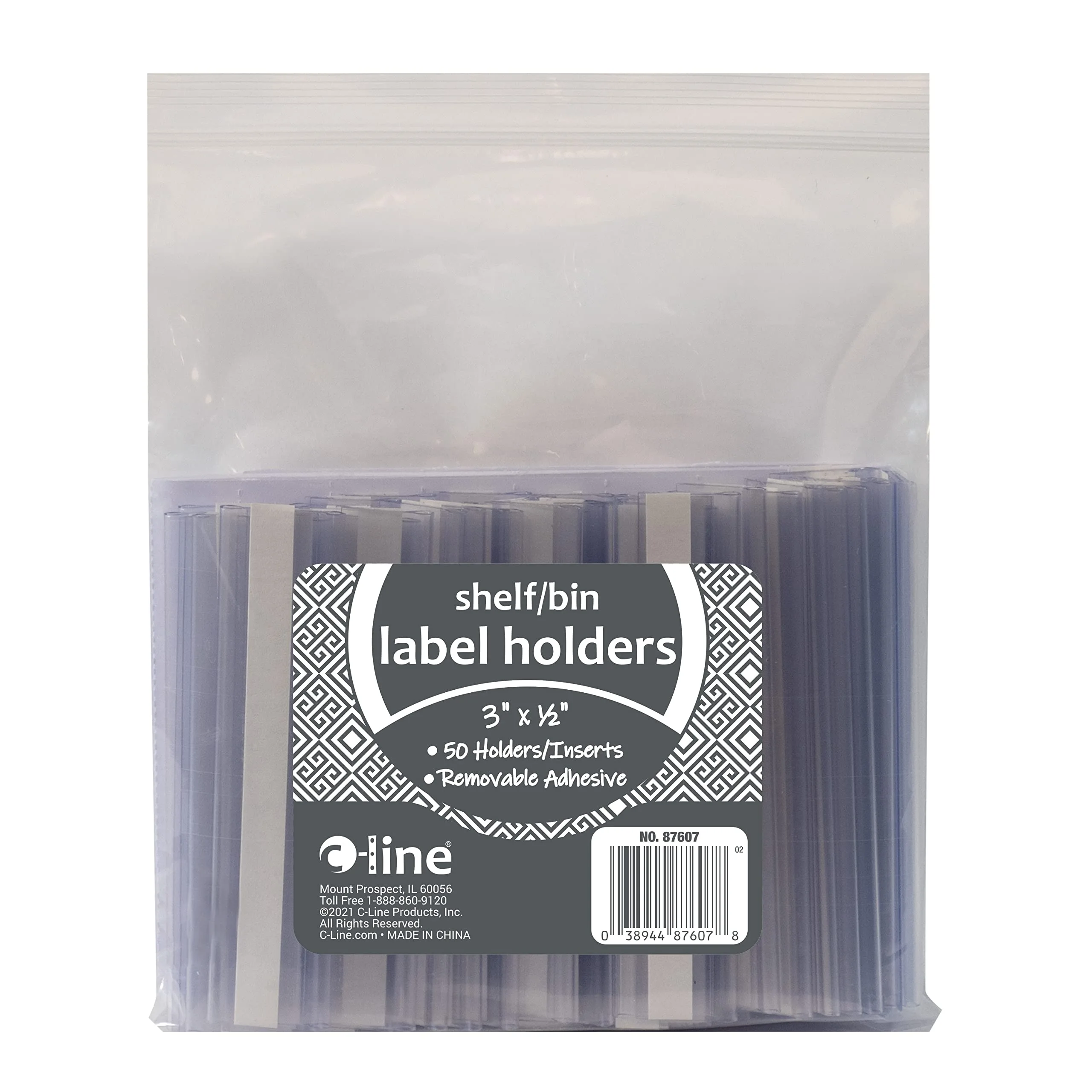 C-Line Self-Adhesive Label Holders, Top Load, 0.5 x 3, Clear - 50/Pack