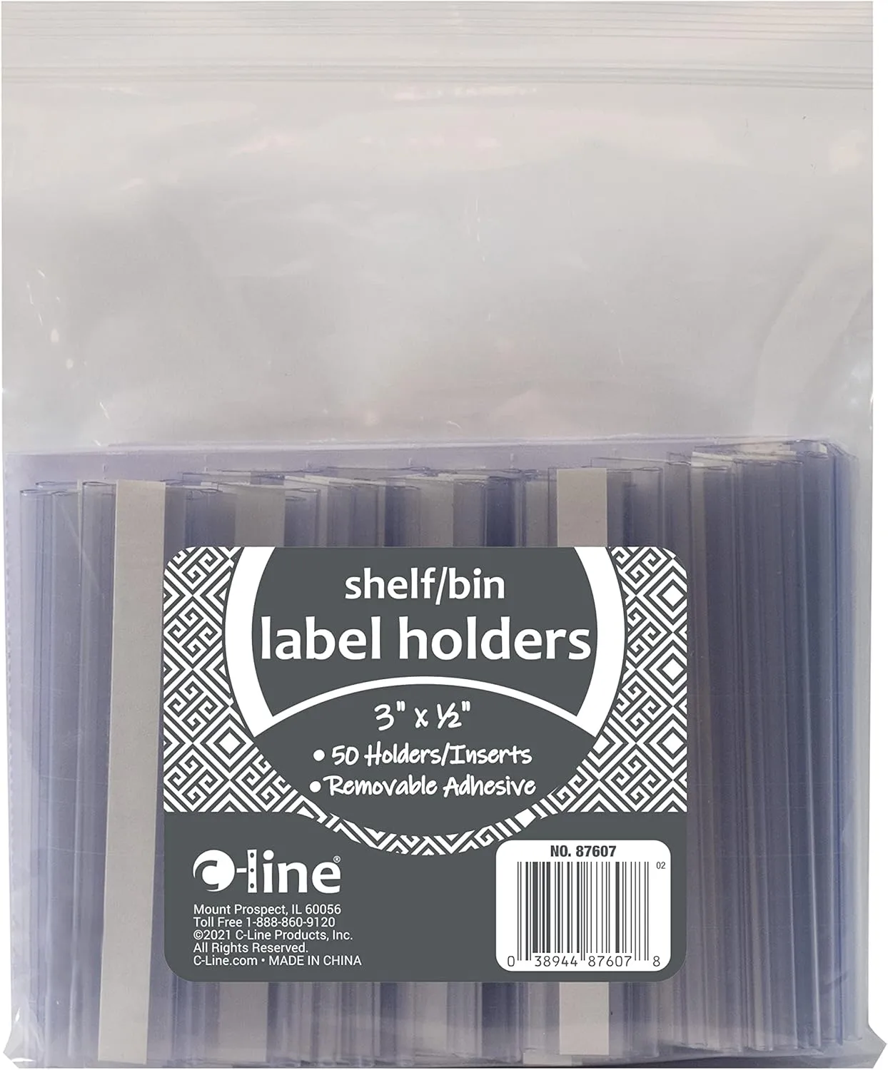 C-Line Self-Adhesive Label Holders, Top Load, 0.5 x 3, Clear - 50/Pack