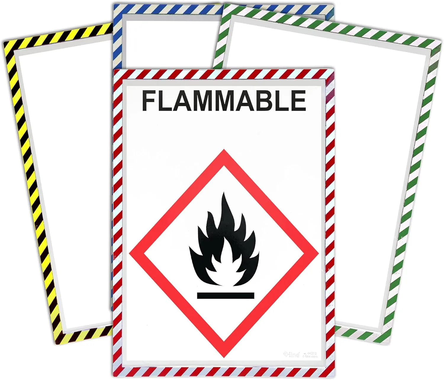 Magnetic Safety Striped Document Frame, Assorted, 6" x 9", 16/BX, 44269