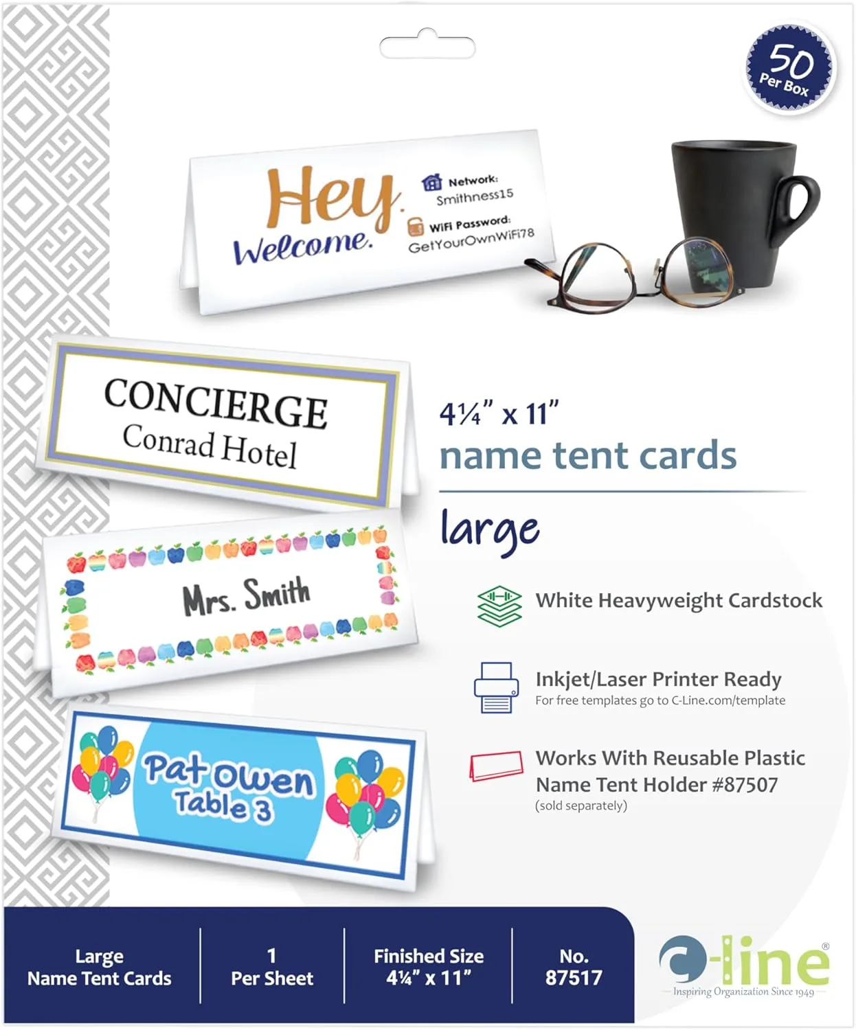C-Line Name Tent Holders & Scored Name Tent Cards