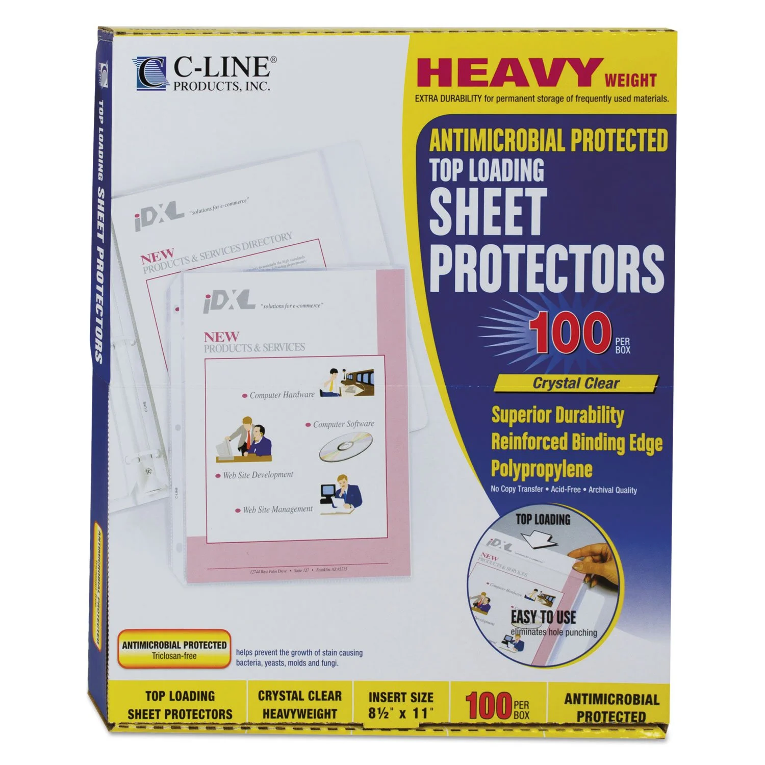 C-Line Polypropylene Top-Loading Sheet Protectors, Letter 8.5 x 11, 100 Pack, Clear