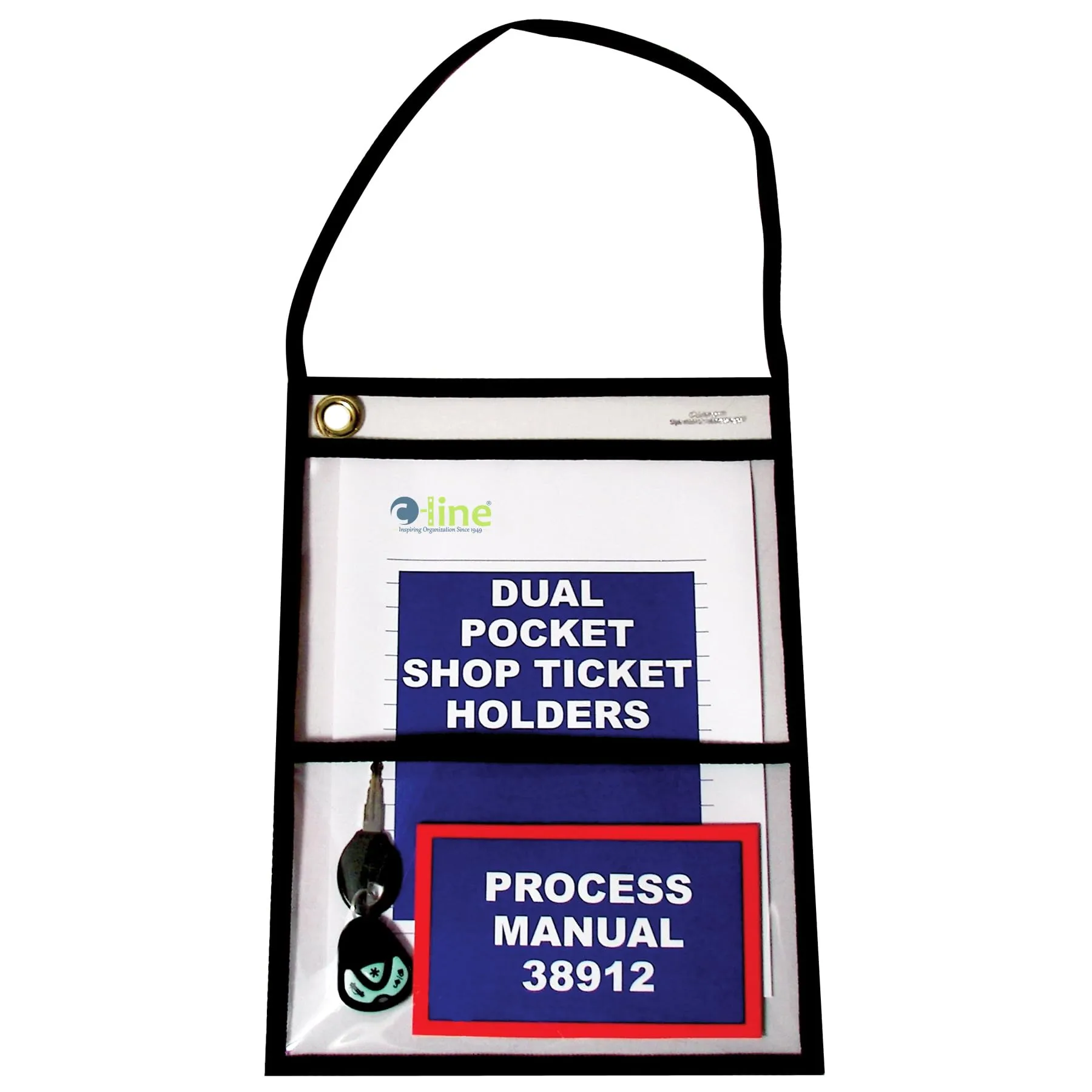 C-Line Stitched Dual Pocket Shop Ticket Holder with Hanging Strap, 9 x 12 Inches, 15 per Box (38912)