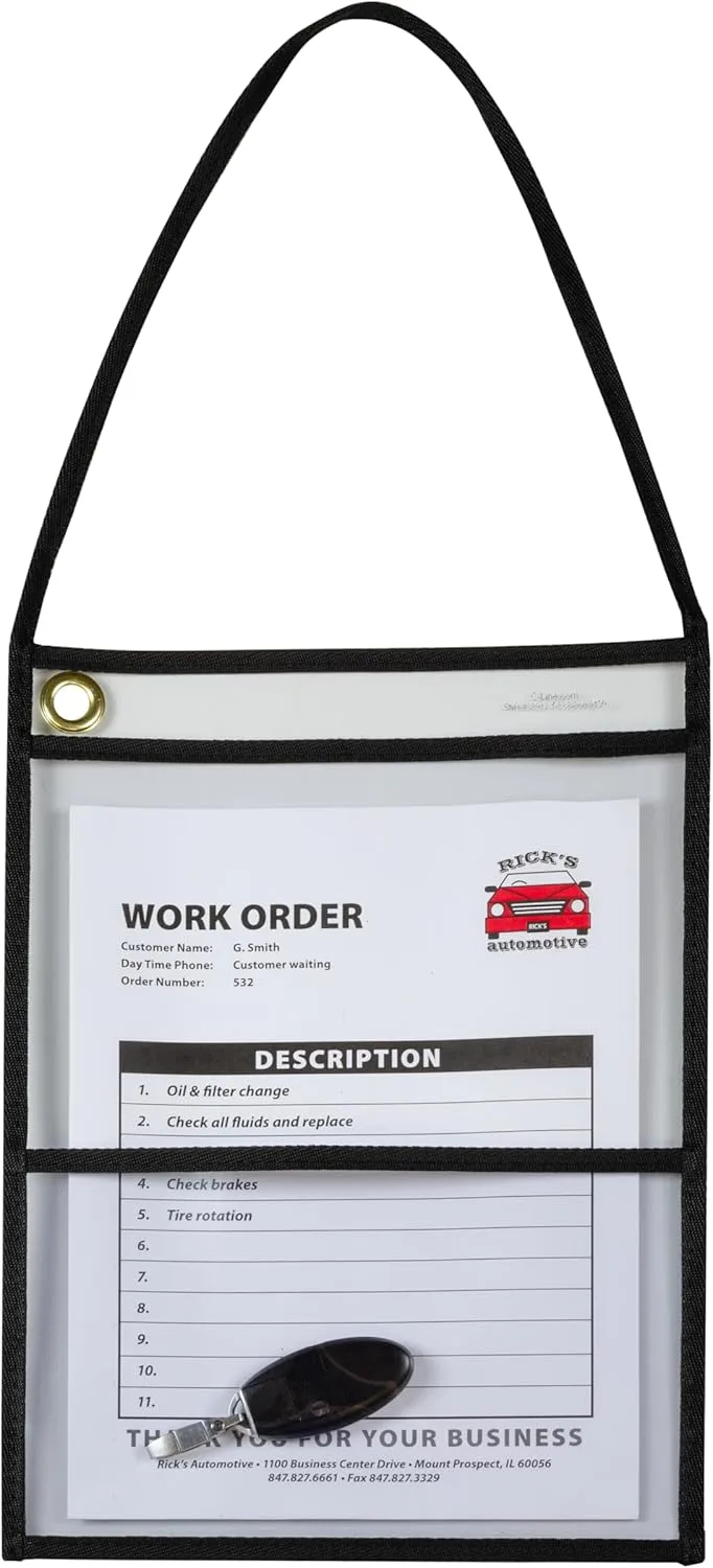 C-Line Stitched Dual Pocket Shop Ticket Holder with Hanging Strap, 9 x 12 Inches, 15 per Box (38912)