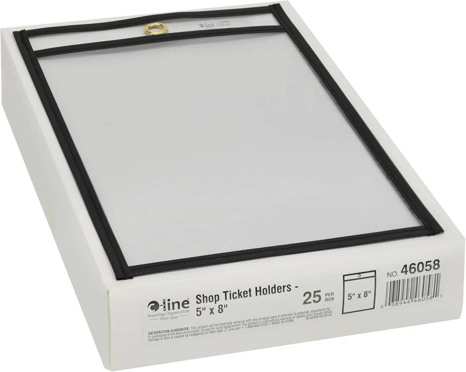 C-Line Stitched Shop Ticket Holders, 5 x 8 Inches, Clear, 25 per Box