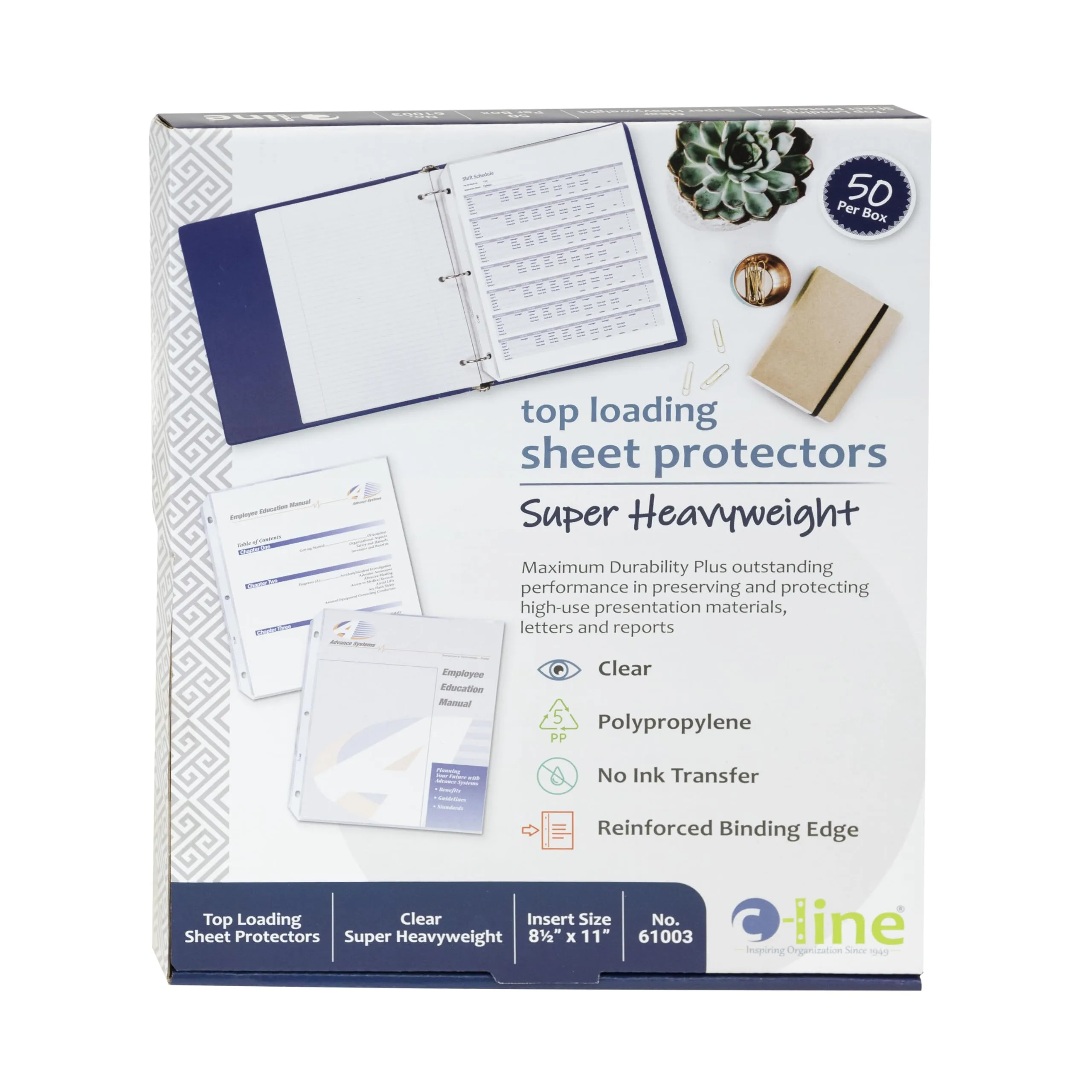 C-Line Top Loading Super Heavyweight Poly Sheet Protectors, Clear, 11 x 8.5 Inches, 50 per Box