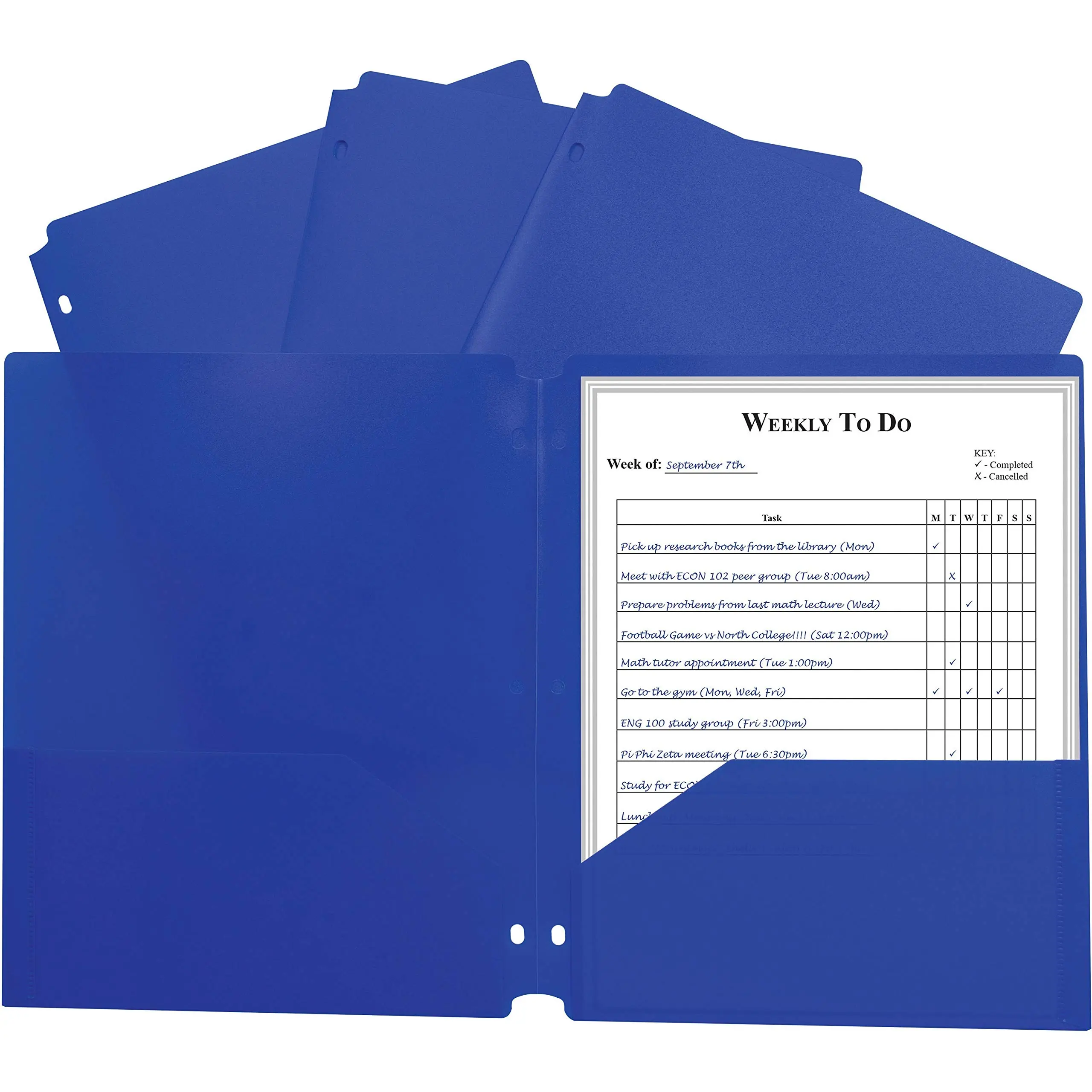 C-Line Two-Pocket Heavyweight Poly Portfolio Folder, 3-Hole Punch, 11 x 8.5, Blue, 25/Box