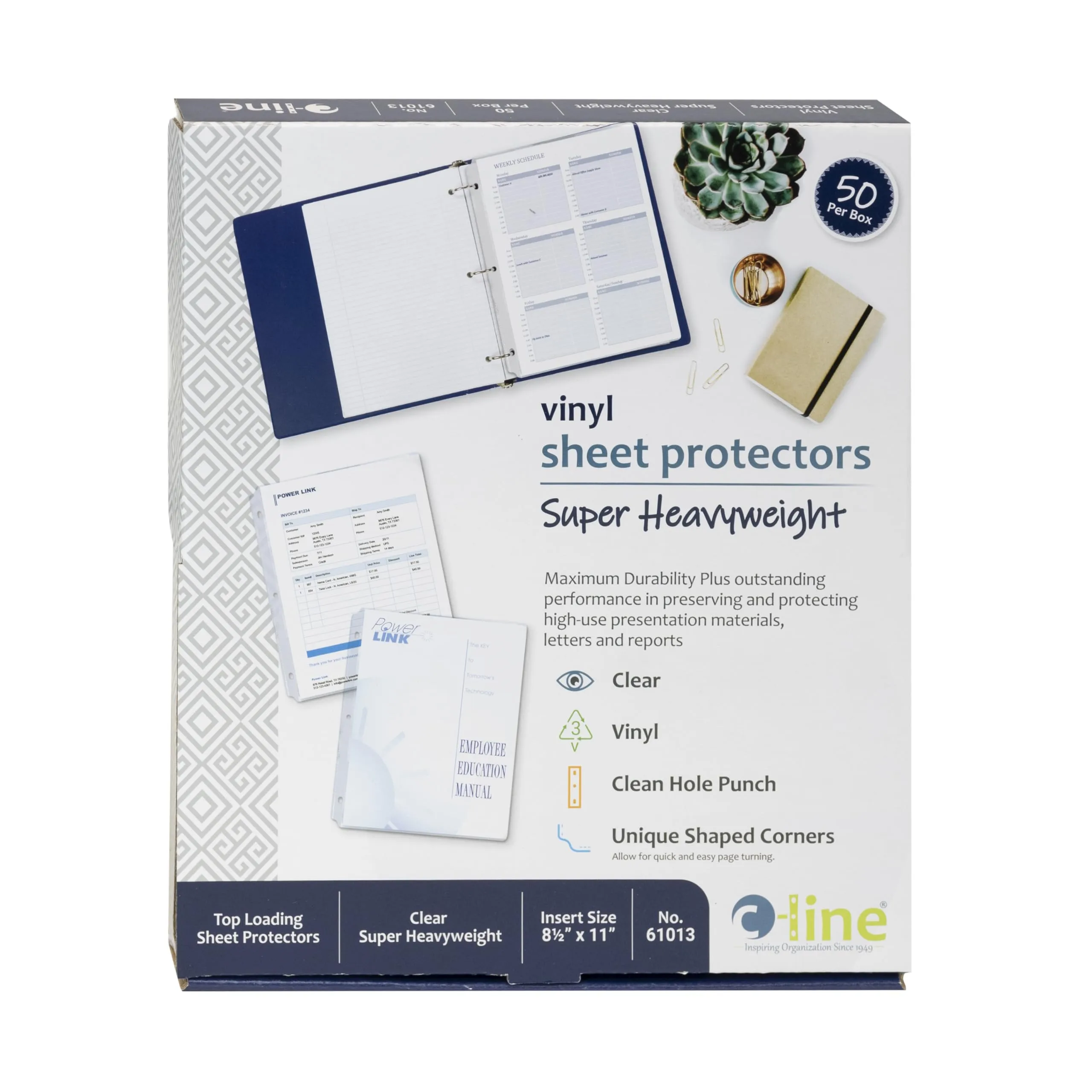 C-Line Top Loading Super Heavyweight Vinyl Sheet Protectors, Non-Glare, 8.5 x 11, 50/Box