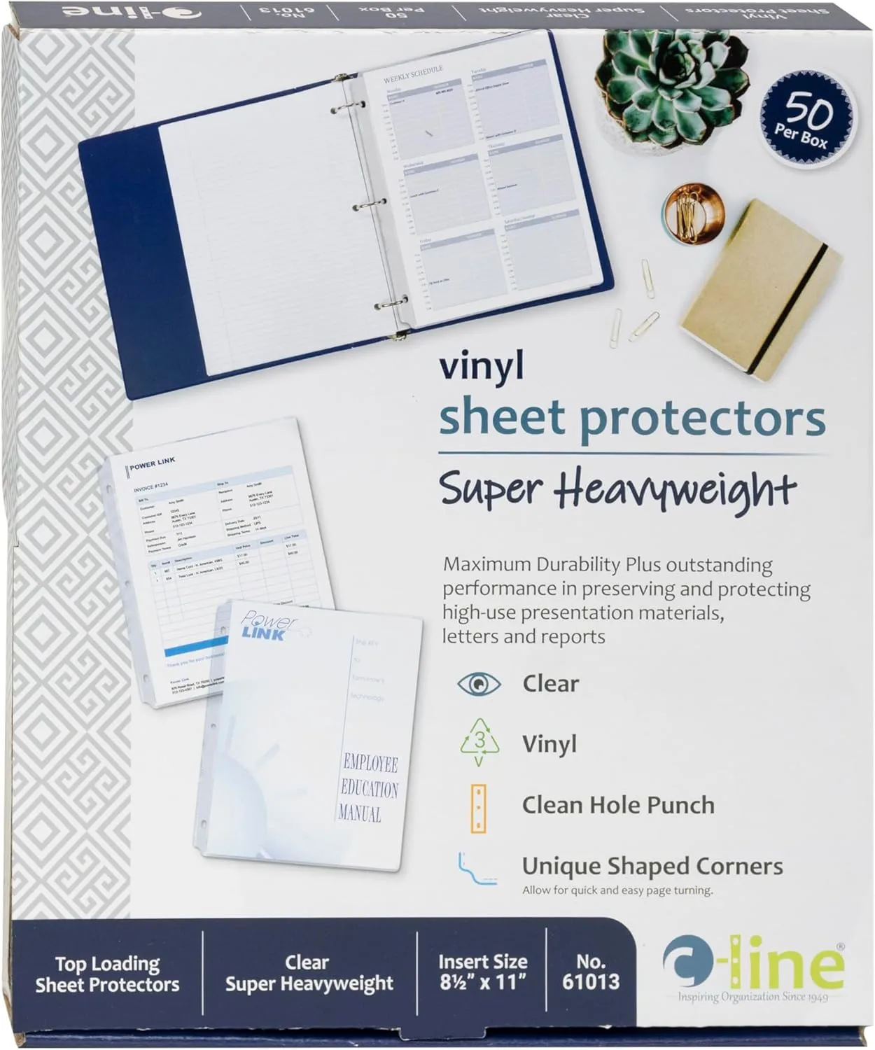 C-Line Top Loading Super Heavyweight Vinyl Sheet Protectors, Non-Glare, 8.5 x 11, 50/Box