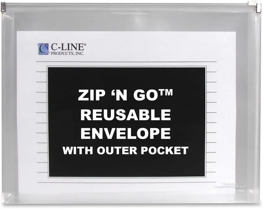 C-Line Zip 'N Go Expanding Portfolio with Outer Pocket, Letter Size, 200-Sheet Capacity, Clear, 3 per Pack (48117)