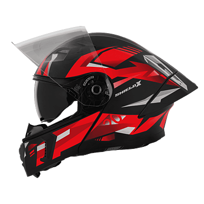 STEELBIRD SBA-20 ISS SHIELD X GLOSSY BLACK/RED C/V 580 MM WITH EXTRA SMOKE VISOR