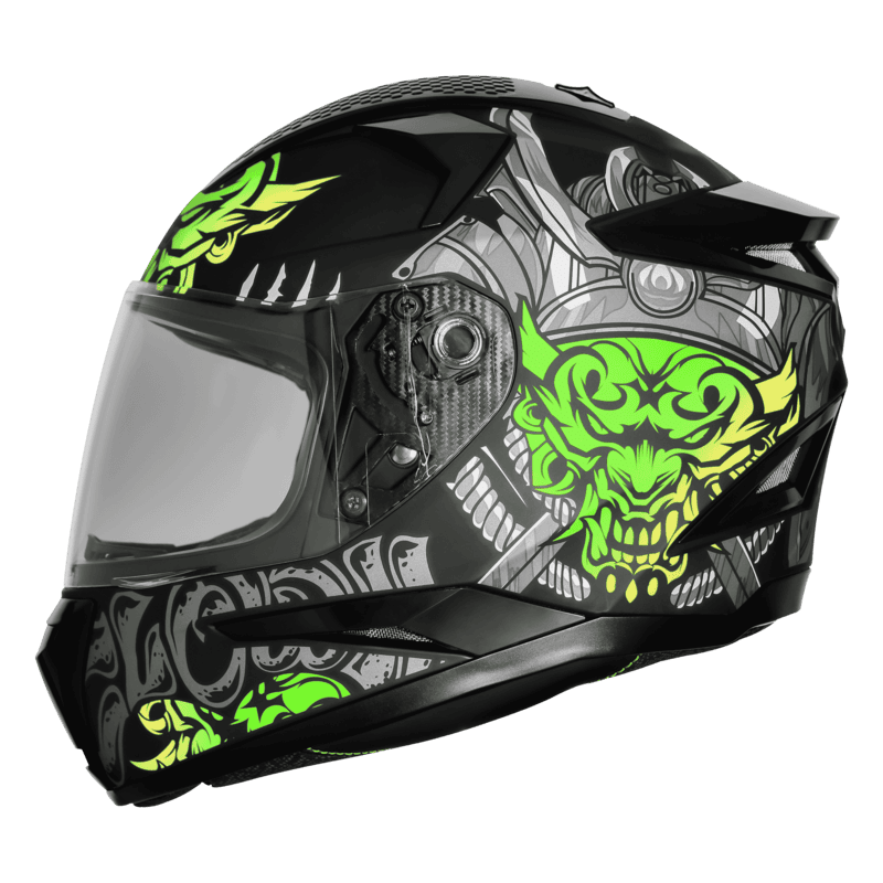 STEELBIRD SBH-35 DOT ROBOT 2.0 CLOWN MATT BLACK/GREEN C/V (L) WITH EXTRA SMOKE VISOR