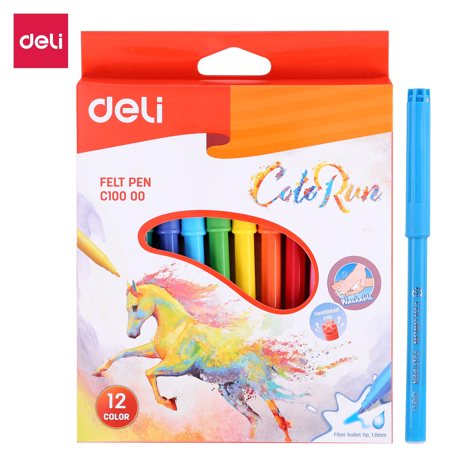 DELI C10000 WASHABLE FELT PENS 12s