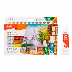 DELI C12-12 ACRYLIC PAINT COLOR 12ML 12C