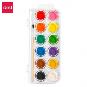 DELI C15-12 WATERCOLOR PAINT 12C + BRUSH