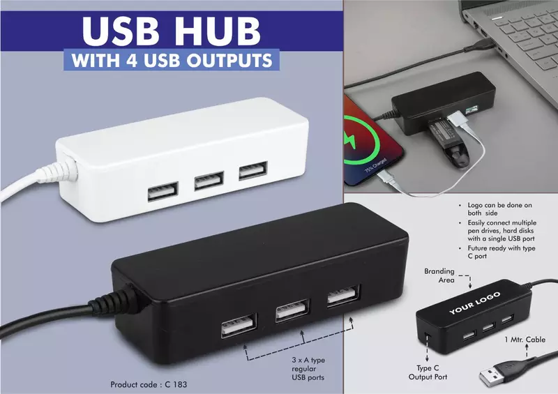 USB hub with 4 USB outputs
