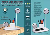 RetroVibe Station: Dimmer LED Lamp with Bluetooth speaker & 15W Wireless
