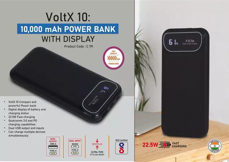 VoltX 10: 10,000 mAh Power bank with Display