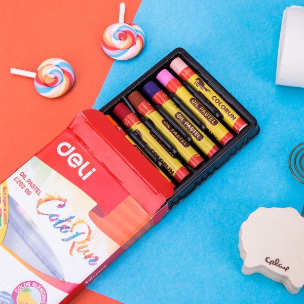 DELI C202 OIL PASTELS 12 COLORS