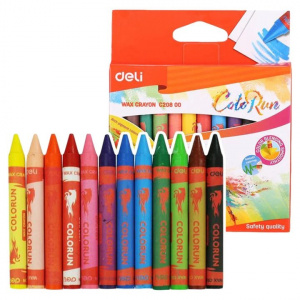 DELI C20800 WAX CRAYONS 12 COLORS