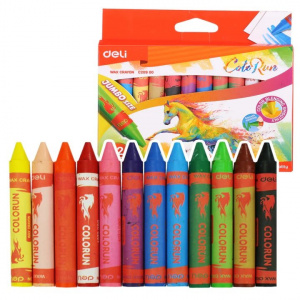 DELI C20900 WAX CRAYONS 12 COLORS -JUMBO