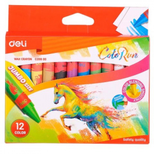 DELI C20900 WAX CRAYONS 12 COLORS -JUMBO