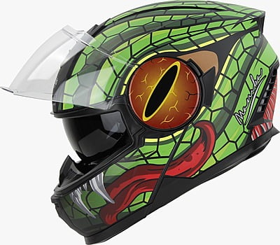 STEELBIRD SBH-40 ISS MAMBA GLOSSY BLACK/GREEN C/V 600 MM