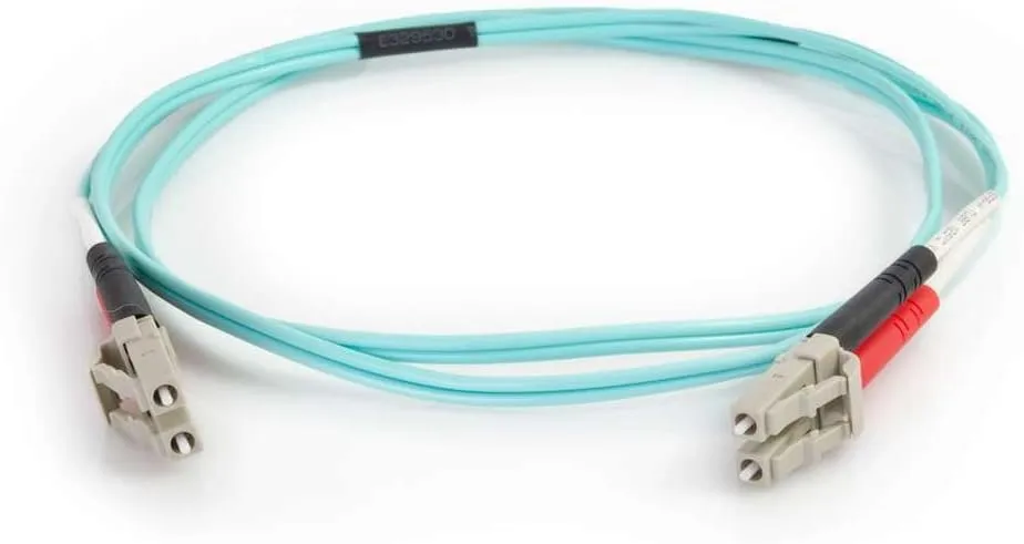 C2G OM4 Duplex Multimode LC-LC Fiber Optic Cable, Aqua PVC