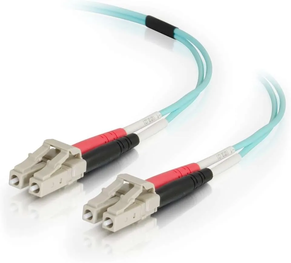 C2G OM4 Duplex Multimode LC-LC Fiber Optic Cable, Aqua PVC