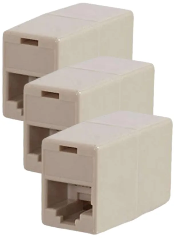 C2G/Cables to Go 01937 RJ45 8-Pin Modular Straight Through Inline Coupler, Ivory (Pack of 3) 1 Count (Pack of 3)