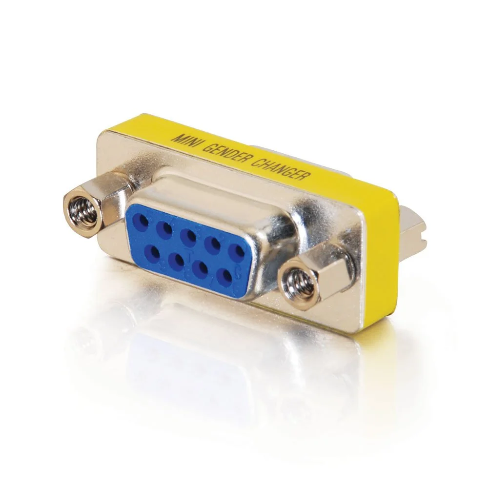 C2G 02781 DB9 F/F Serial RS232 Mini Gender Changer/Coupler, Nickel 1.5 Inch