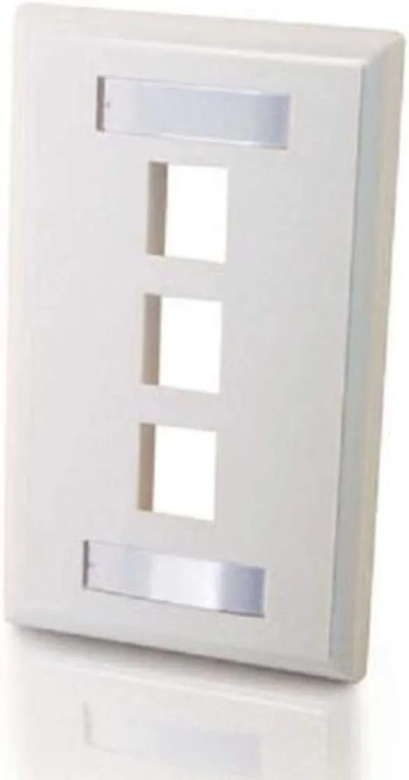 C2G Premise Plus Multimedia Keystone Wall Plate - Mounting plate - white - 3 ports