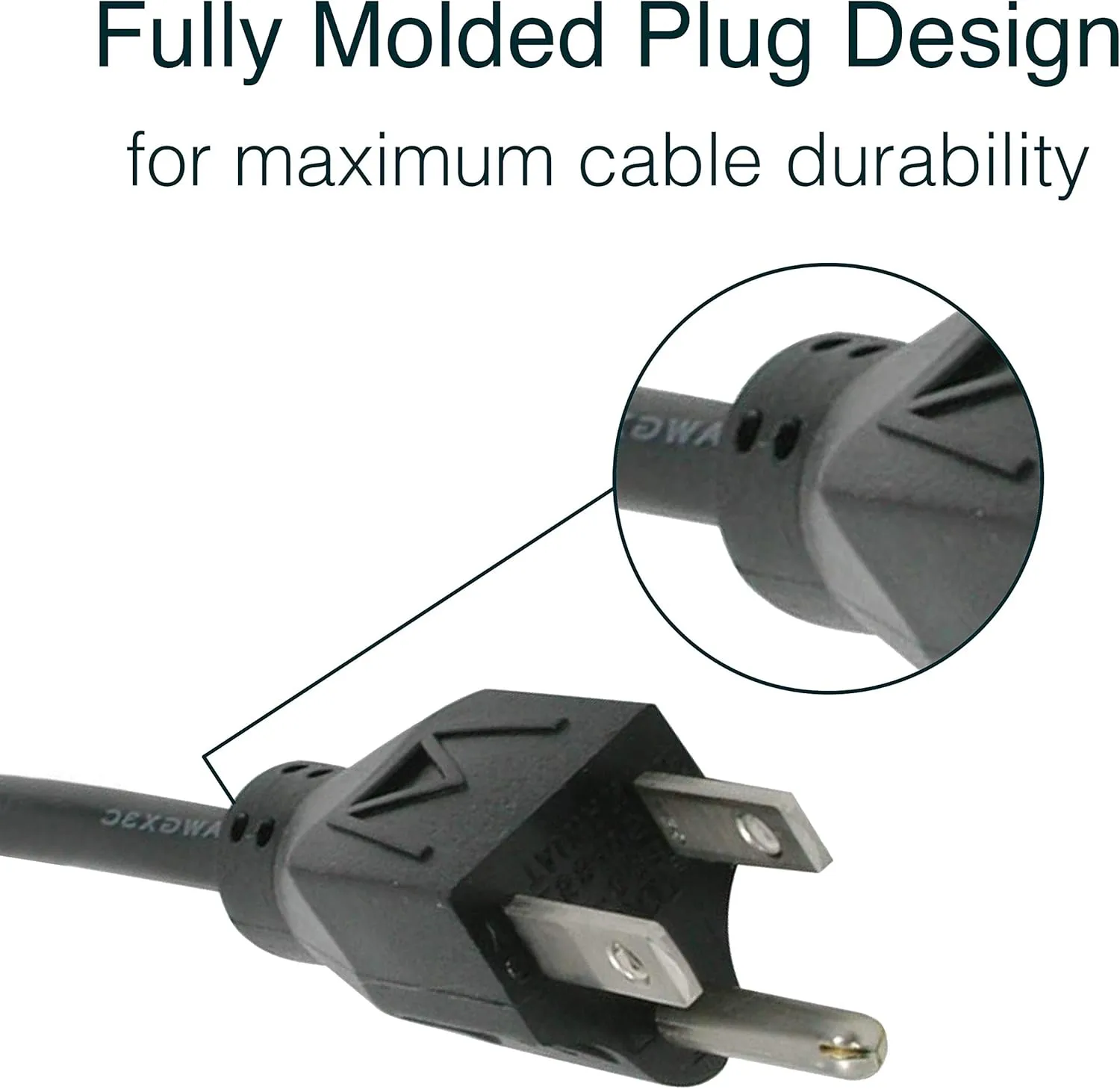 C2G 2FT Premium Replacement AC Power Cord - Durable Power Cable for TV, Computer, Monitor